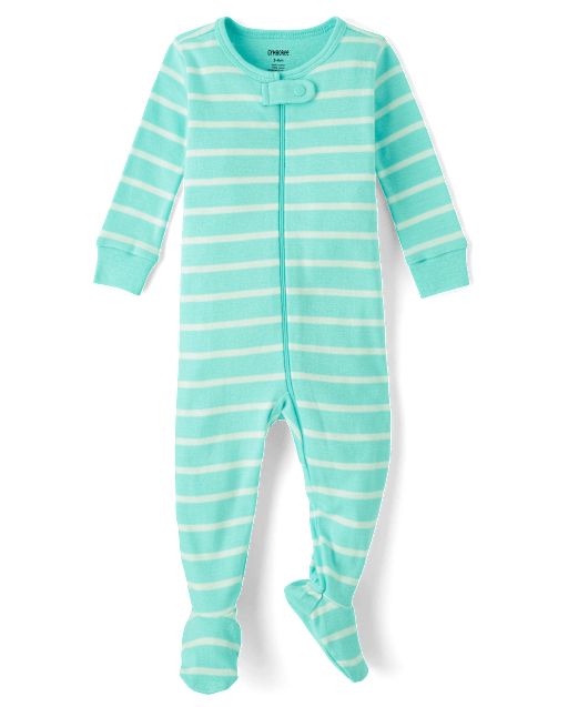 Baby Striped Snug Fit Cotton Footed One Piece Pajamas - Gymmies