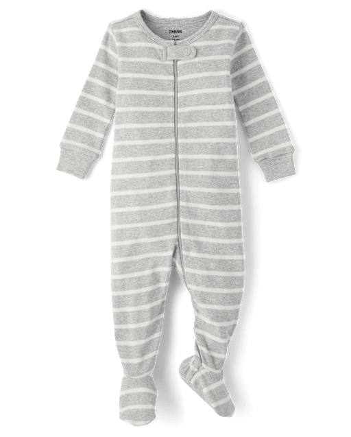 Baby Striped Snug Fit Cotton Footed One Piece Pajamas - Gymmies