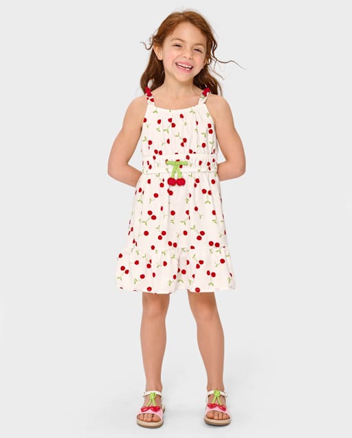 Girls Cherry Ruffle Dress - Sweet Summer