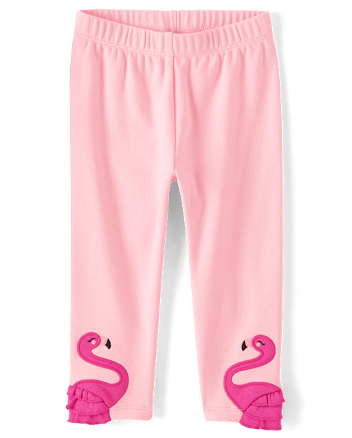 Girls Flamingo Capri Leggings - Seaside Palms