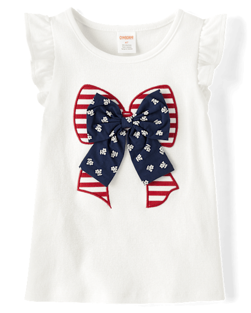 Girls Embroidered Graphic Ruffle Top - American Cutie