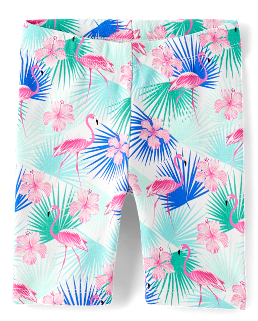 Girls Flamingo Bike Shorts - Seaside Palms