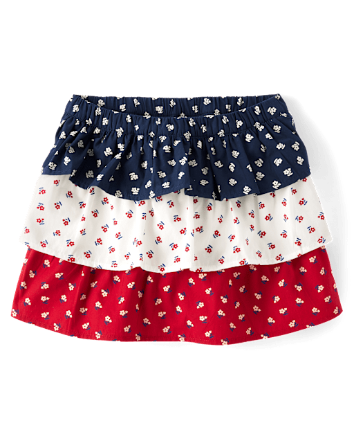 Girls Floral Tiered Skort - American Cutie