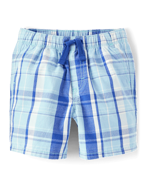 Boys Plaid Pull On Shorts - Sweet Summer