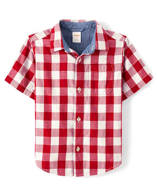 Boys Dad And Me Gingham Button Up Shirt - American Cutie