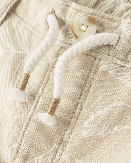 Short à enfiler en lin mélangé à motif feuilles tropicales pour enfant - lbl_product_image_view_2