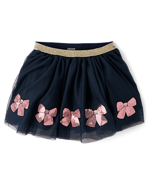 Girls Sequin Bow Tutu Skirt - Campus Cuties