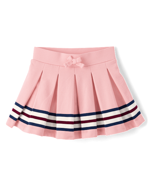 Girls Pleated Striped Hem Skort - Campus Cuties