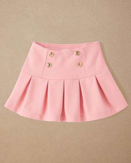 Girls Pleated Button Ponte Skort - Campus Cuties