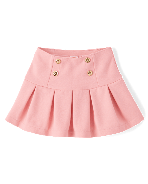 Girls Pleated Button Ponte Skort - Campus Cuties