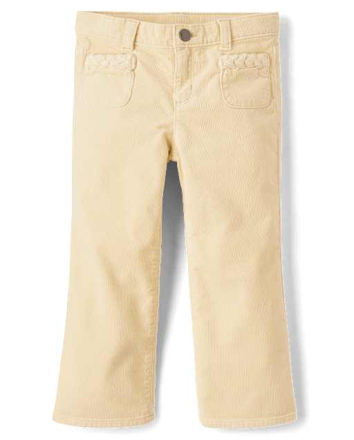 Girls Braided Patch Pocket Corduroy Wide Leg Pants - Highland Hills