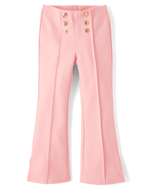 Girls Button Ponte Split Flare Jeggings - Little Essentials