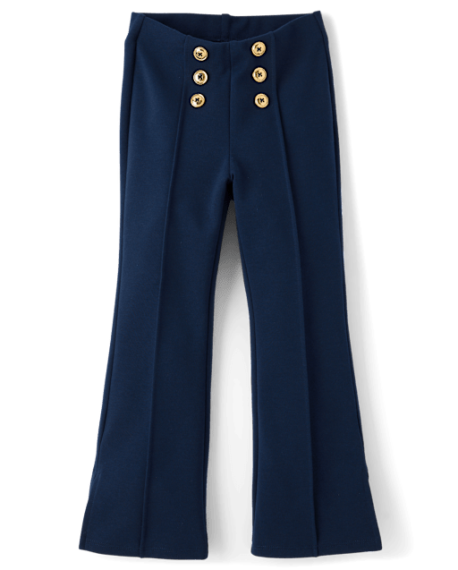 Girls Button Ponte Split Flare Jeggings - Little Essentials