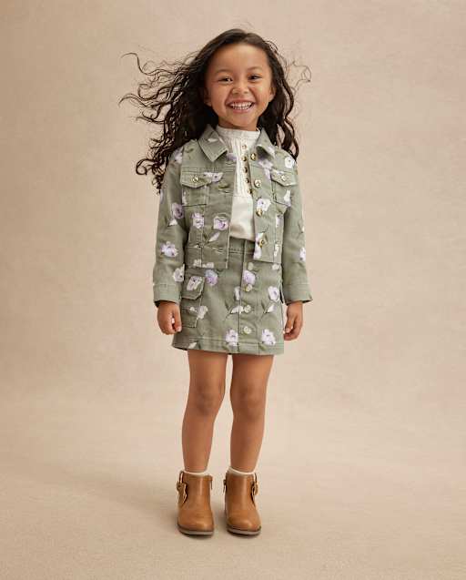 Girls Floral Button Cargo Skirt - Magical Meadows
