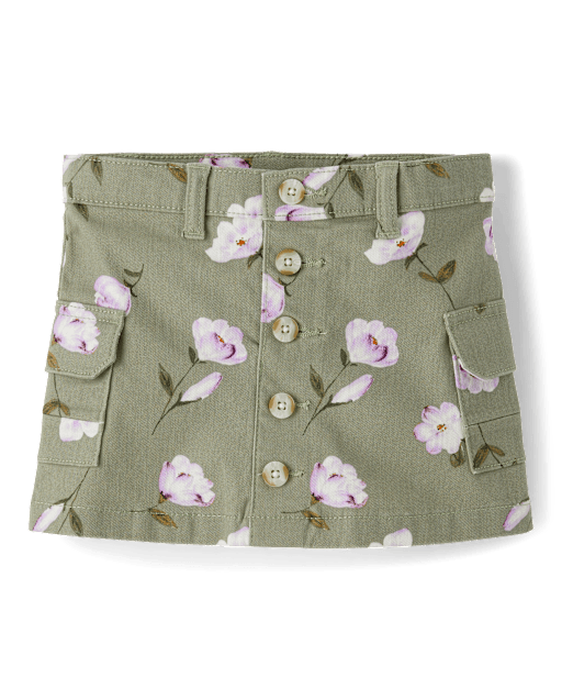 Girls Floral Button Cargo Skirt - Magical Meadows