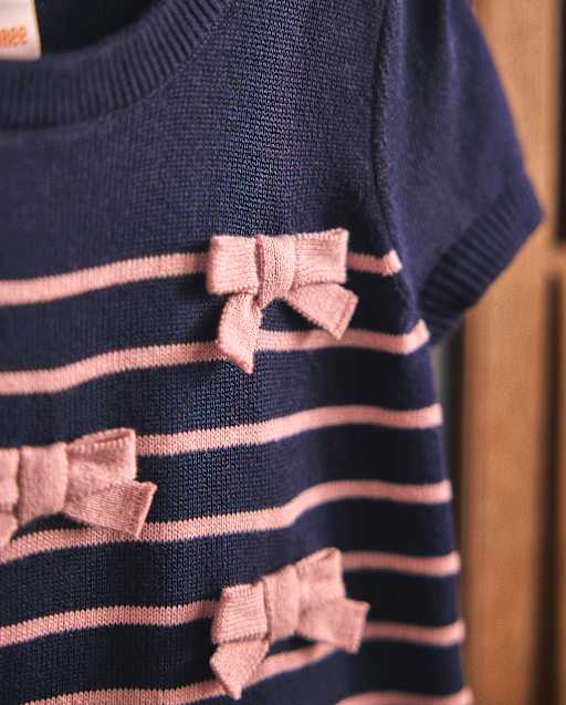 Robe pull rayée à nœud papillon pour filles - Campus Cuties - lbl_product_image_view_2