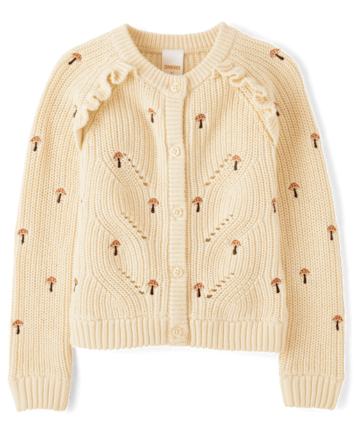 Girls Floral Pointelle Flutter Top - Highland Hills - Brown