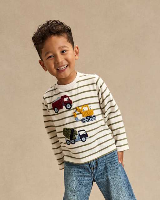Boys Striped Construction Vehicle Top - Highland Hills