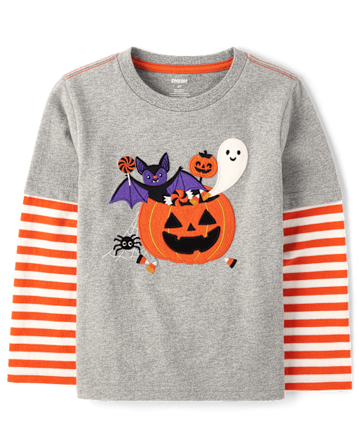 Boys Embroidered Halloween Layered Top - Halloween