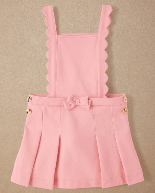 Girls Scalloped Button Ponte Jumper - Campus Cuties
