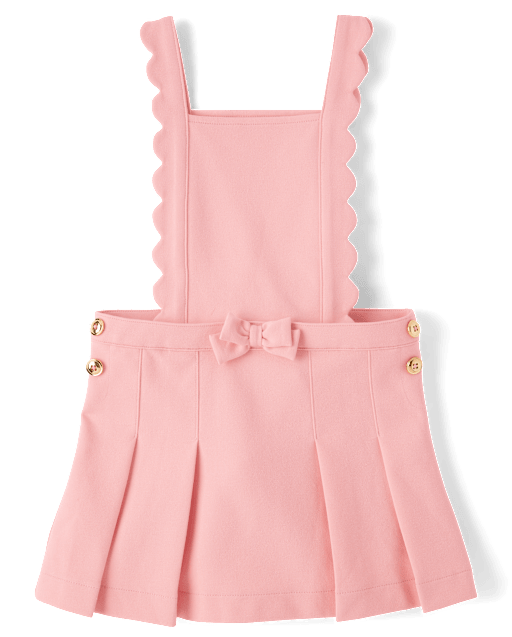 Girls Scalloped Button Ponte Jumper - Campus Cuties