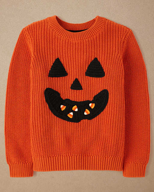 Boys Embroidered Jack-O-Lantern Sweater - Halloween