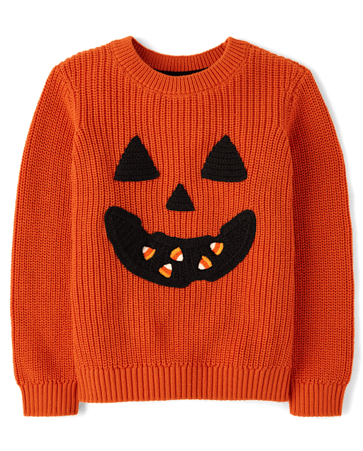 Boys Embroidered Jack-O-Lantern Sweater - Halloween