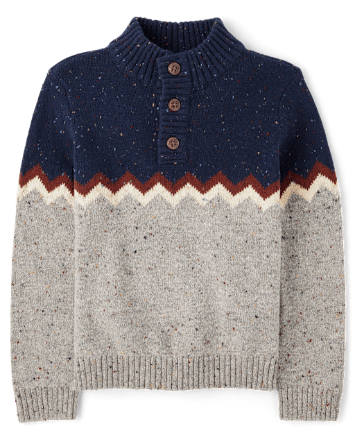 Boys Colorblock Textured Mock Neck Sweater - Highland Hills