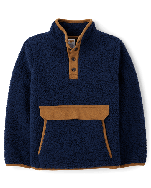 Pull Sherpa à demi-pression pour enfant - Highland Hills