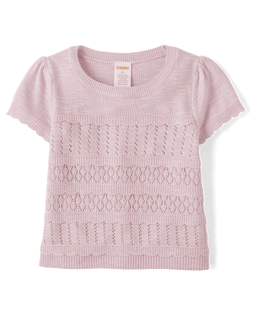 Girls Scalloped Pointelle Sweater - Magical Meadows