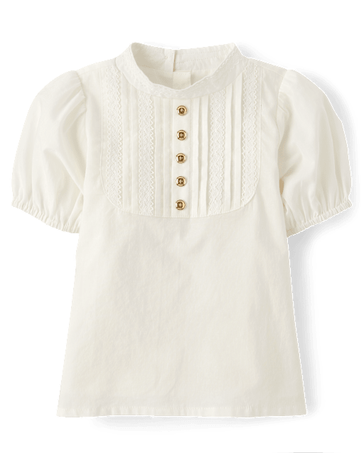 Girls Pintuck Crochet Lace Blouse - Magical Meadows