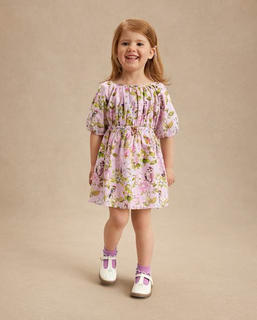 Girls Floral Animal Tie Back Dress - Magical Meadows