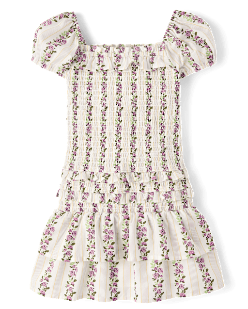 Girls Floral Smocked Ruffle Dress - Magical Meadows - lbl_product_image_view_2