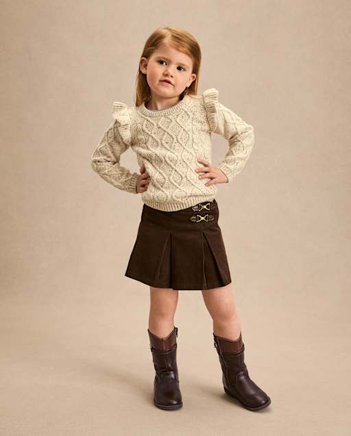 Girls Pleated Buckle Corduroy Skort - Highland Hills