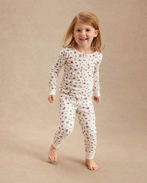 Girls Floral Snug Fit Pointelle Pajamas - Gymmies