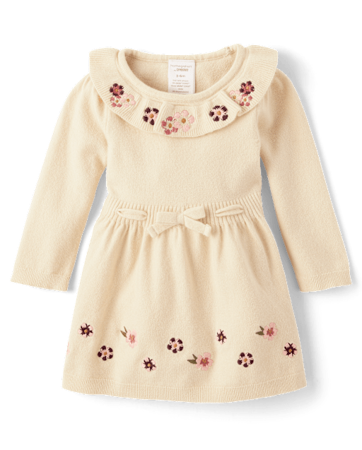 Robe pull à volants et fleurs brodées pour bébé fille - Homegrown by Gymboree