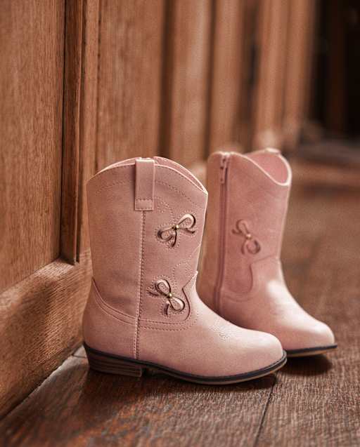 Girls Embroidered Bow Cowgirl Boots - Little Essentials