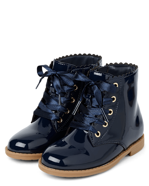 Girls Scalloped Lace Up Boots - Little Essentials
