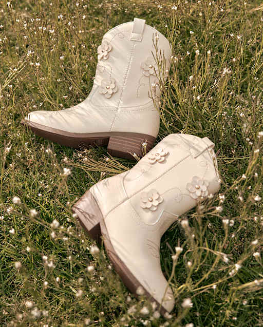 Girls Floral Cowgirl Boots - Little Essentials