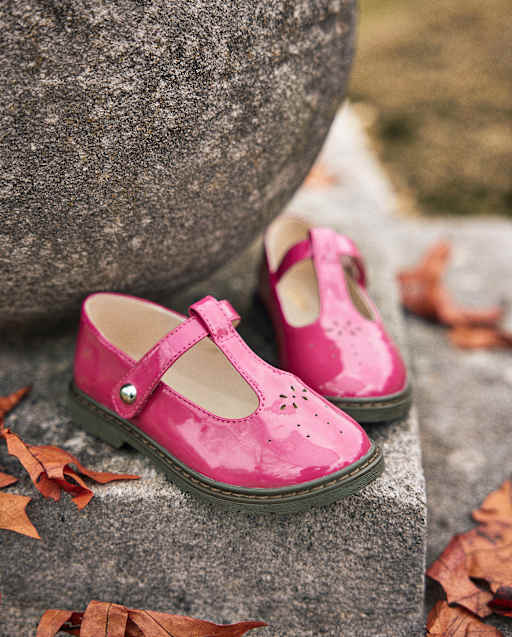 Girls Perforated T-Strap Mary Jane Shoes - Fall Celebrations