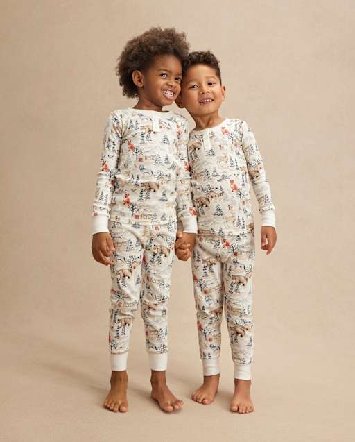 Kids Forest Animal Snug Fit Thermal Henley Pajamas - Gymmies