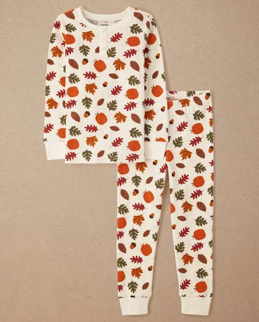 Pyjama Henley thermique ajusté à motif feuilles pour enfants - lbl_product_image_view_2