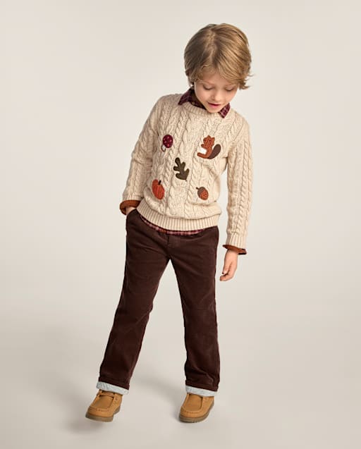Boys Corduroy Pull On Roll Cuff Pants - Little Essentials - lbl_product_image_view_1