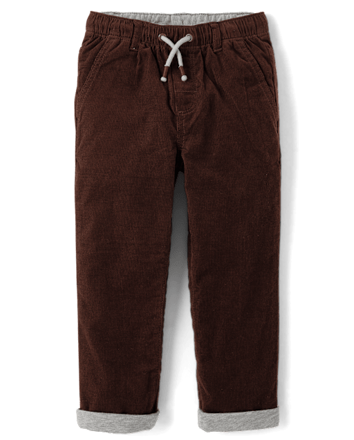 Boys Corduroy Pull On Roll Cuff Pants - Little Essentials