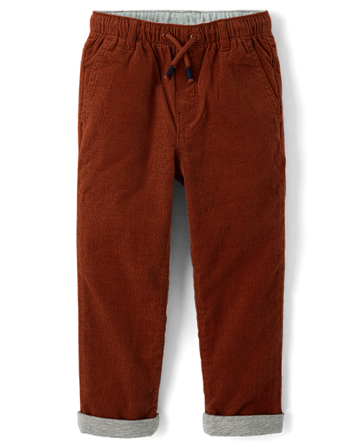 Boys Corduroy Pull On Roll Cuff Pants - Little Essentials