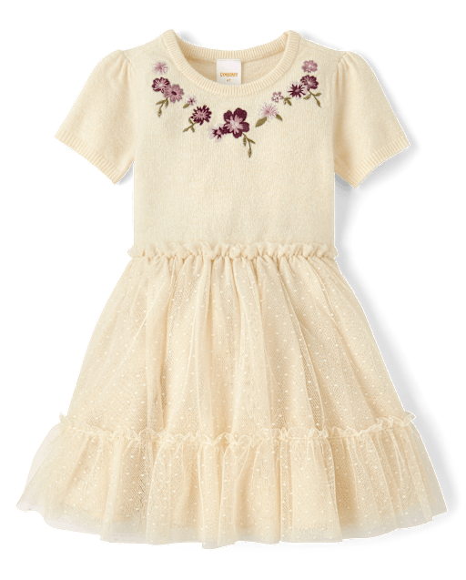 Girls Embroidered Floral Tutu Dress - Magical Meadows