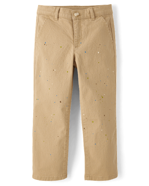 Kids Paint Splatter Relaxed Chino Pants - Campus Cuties