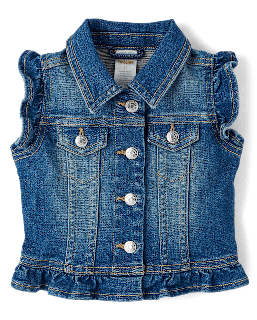 Girls Ruffle Denim Vest - Highland Hills
