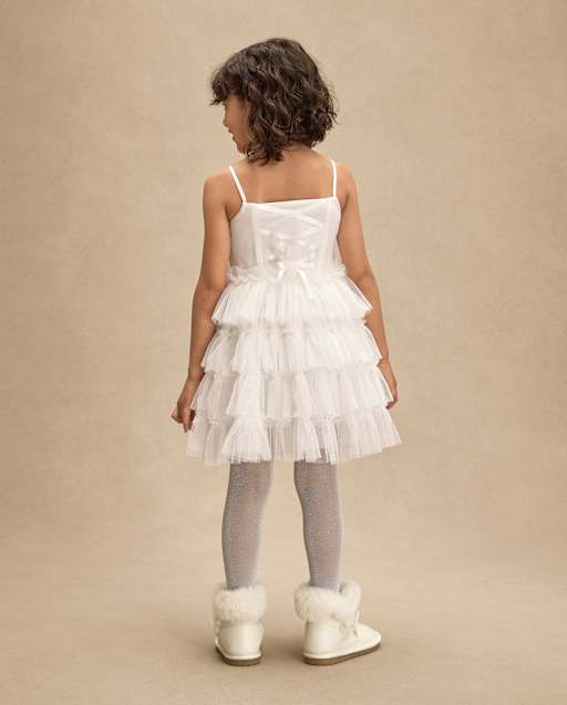 Girls Embroidered Sequin Ruffle Tiered Dress - On Pointe - view 2