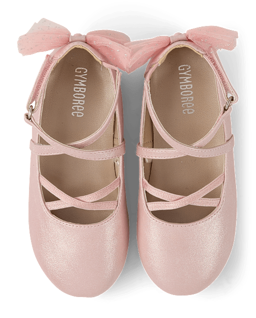 Girls Shimmer Bow Ballet Flats - On Pointe